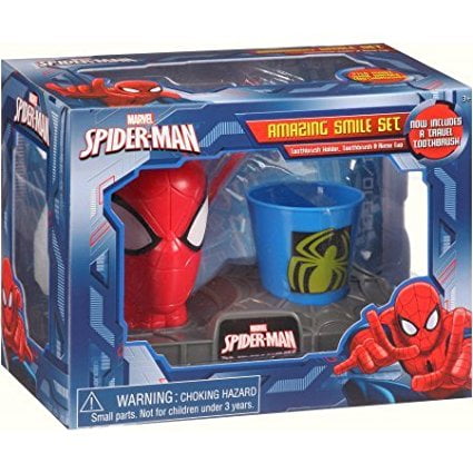 Smile Toothbrush Holder - Amazing Smile Set Toothbrush Holder, Toothbrush, & Rinse Cup, Includes: Toothbrush Holder, Toothbrush & Rinse Cup By Spider Man