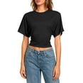 thumbnail image 5 of ICHUANYI Women's Summer Causal Short Sleeve Blouse Round Neck Crop Tops Tee T-Shirt Backless Short-sleeved Round Neck Top, 5 of 8