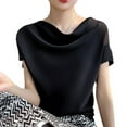 thumbnail image 2 of Sexlip Womens Swimsuit Set Draped Neck Cover Up Design Dolman Sleeve Loose Silhouette Sun Protection Fabric for Beach Wear Black L, 2 of 5