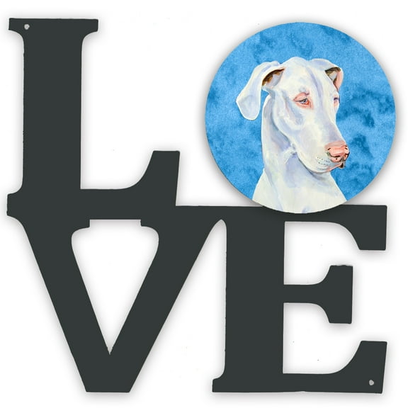 Carolines Treasures LH9356BUWALV Blue Great Dane Metal Wall Artwork LOVE 12X12 multicolor