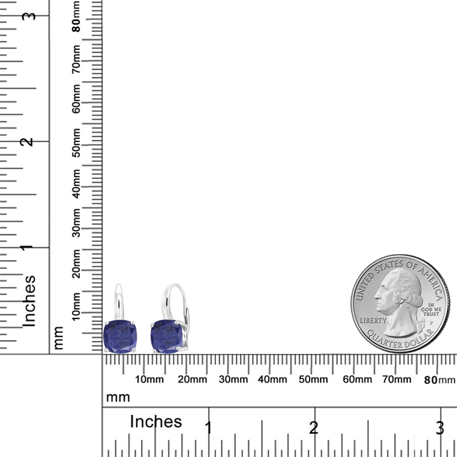 Gem Stone King 925 Sterling Silver Blue Lapis Earrings for Women 4.00 Cttw, Cushion 8MM