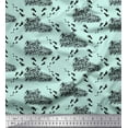 thumbnail image 1 of Soimoi Green Poly Georgette Fabric Foot Print & Text Print Fabric by the Yard 52 Inch Wide, 1 of 3