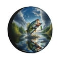 thumbnail image 1 of Fotbe Largemouth Bass Jumping Out of The Water Funda de Llanta de Repuesto con Estampado, Engrosada, Ajuste Universal para Jeep, Remolque, RV, SUV, Camión-15 inch, 1 of 6