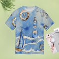 thumbnail image 4 of Lighthouse Sailboat Ocean Waves Lifebuoy Women's Short Sleeve Tops Casual Blouses T Shirt, 4 of 7