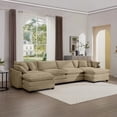 thumbnail image 6 of Modern Corduroy 4-Seater Sofa with 3 Footstools, 220×80×75cm, Comfort & Style Combined, 6 of 16