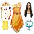 thumbnail image 2 of Disfraz de Pocahontas para niñas, vestido de princesa Matoaka, ropa india de playa, peluca negra, fiesta de Carnaval de Halloween, Verano Fivean unisex, 2 of 2