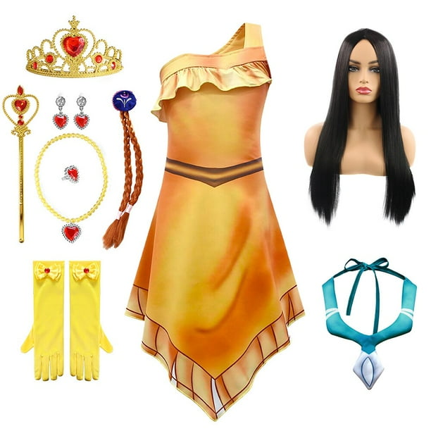 Disfraz de Pocahontas para ninas vestido de princesa Matoaka ropa india de playa peluca negra fiesta de Carnaval de Halloween Verano Fivean unisex Walmart en linea