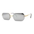 thumbnail image 3 of Luxury Rimless Metal Engraving Frame Thin Rectangle Sunglasses Gold Silver Mirror, 3 of 5