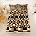 thumbnail image 5 of jejeloiu Modern Aztec Bed Sheets,Block Print Full Size Sheets For Boys,Black Tan,4 Pieces,1 Flat Sheet, 1 Fitted Sheet and 2 Pillowcases, 5 of 6