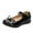 Black, variant on Xfvqtps Girls Mary Jane Dress Shoes Glossy Bow Strap Round Toe Flats Hook and Loop Soft Sole Non Slip Comfortable Breathable Performance Wedding Uniform Leather Casual Shoes Black