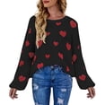 thumbnail image 2 of Gibobby Suéter mujer, Suéter suelto de lana de cachemira con cuello redondo para mujer, de manga corta, para verano, otoño, color liso, casual(Negro,XG), 2 of 5