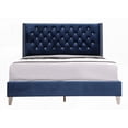 thumbnail image 3 of Navy Blue Full Upholstered Transitional Bed - Sturdy & Durable, 3 of 6