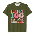 thumbnail image 2 of Boys Girls T-Shirt 100 Day Of School Printing Graphic Tees Summer Casual Crew Neck Short Sleeve T Shirt Kids Shirts Army Green 6-7 Years, 2 of 4
