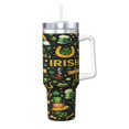 thumbnail image 2 of St Patricks Day Lucky Irish Leprechaun Cup Insulated Tumbler Stainless Steel Vacuum Travel Mug 40 oz with Handle and Straw Lid, 2 of 7