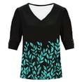 thumbnail image 6 of Mifsaly Cotton Shirts for Women V Neck Short Sleeve Summer Tops Floral Print Elegant Business Blouses Loose Casual Vacation Office Work Tshirts 2026 Trendy Outfits, 6 of 6
