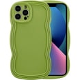 thumbnail image 2 of for iPhone 13 Pro Max Case 6.7 Inch Curly Wave Frame Phone Case Cute Design Color Aesthetic Phone Case Soft TPU Shockproof Protective Bumper Case Cover for Girls, Green, 2 of 7