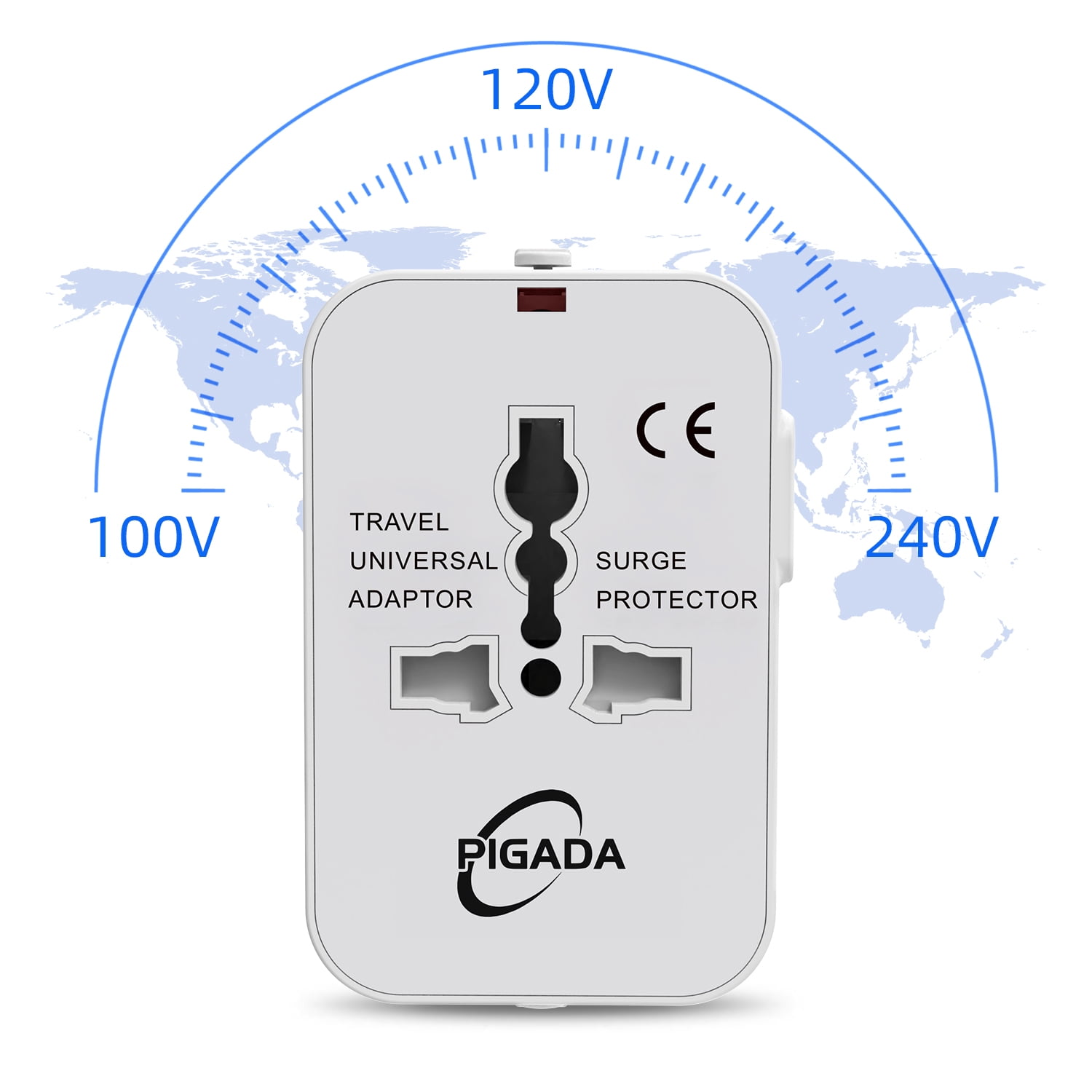 Universal Travel Adapter, International Plug Adapter with 2 USB Ports (1 USB C), PIGADA Worldwide Wall Charger AC Power Plug Converter Adaptor for US to EU UK AUS Asia