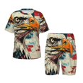 thumbnail image 1 of Fotbe Retro American Eagle Pijama Estampada de 2 Piezas para Niños – Ropa de Dormir de Manga Corta Cómoda para Niños y Niñas, Camiseta y Shorts de Algodón-4X-Large, 1 of 6