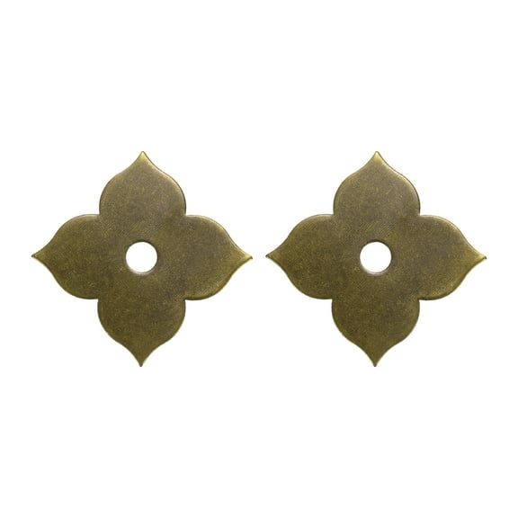 Uxcell 2pack Cabinet Knob Backplate, 1.69 Inch Four Leaf Flower Shape Radial Backplate Washers Classical Furniture Decoration Gasket for Cabinet Drawer Cupboard Doors Hardware