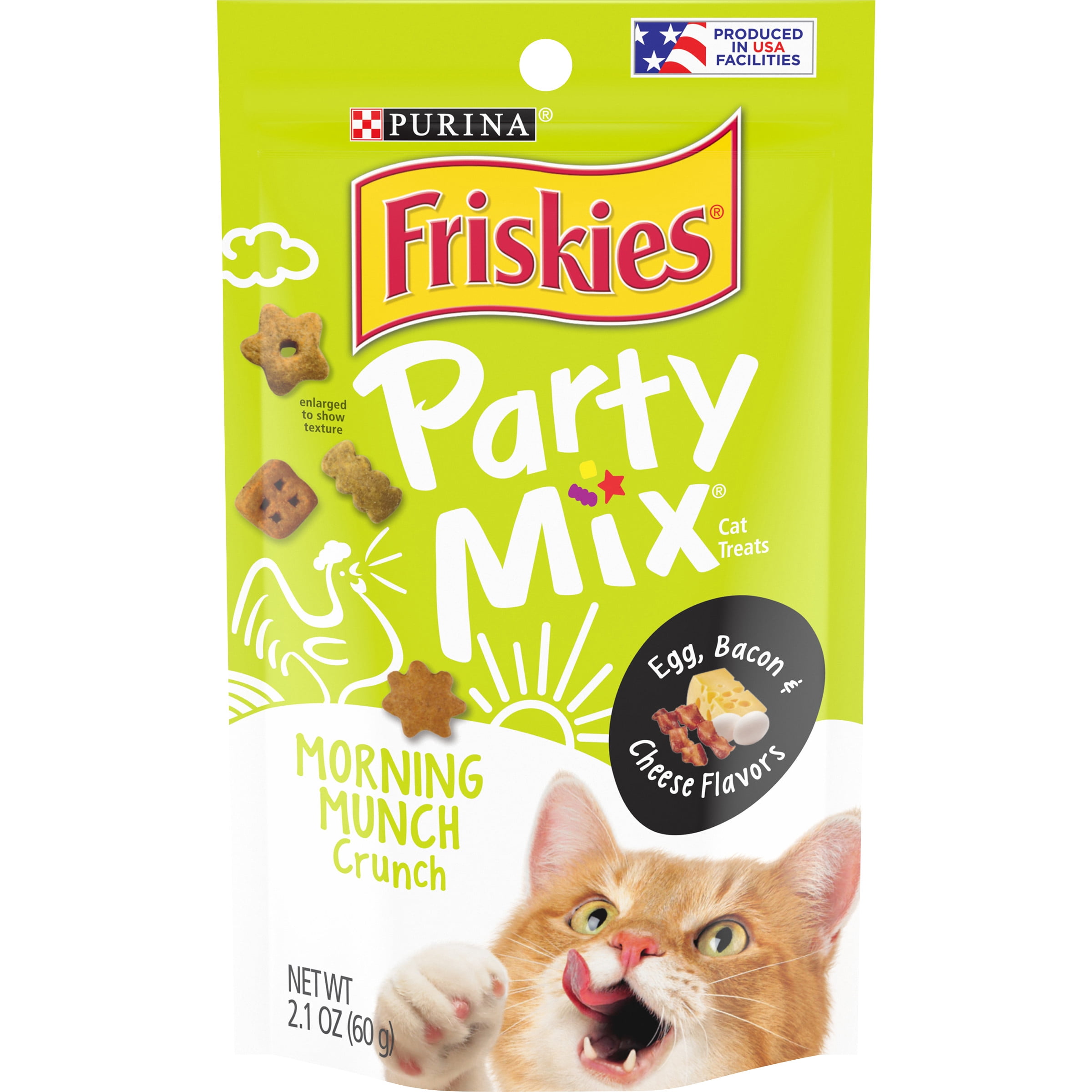 Purina Friskies Party Mix Egg Bacon & Cheese Flavor Treats for Cats, 2.1 oz Pouch