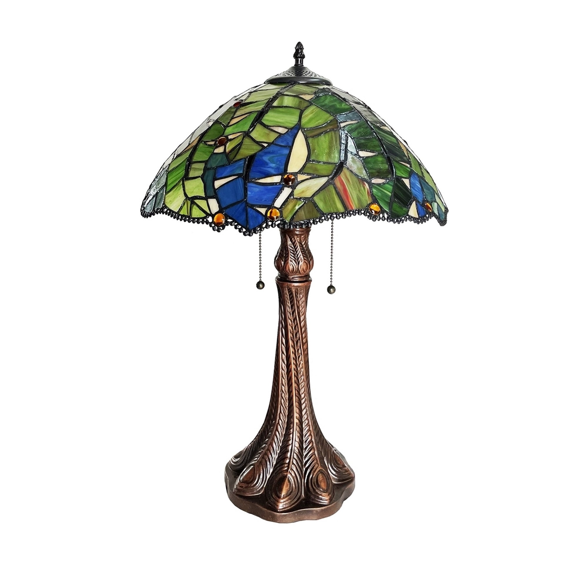 CHLOE Lighting MONSTERA-LEAF Floral-Style 2-Light Antique Dark Bronze Finish Stained Glass Window Panel 24" Tall