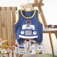 thumbnail image 2 of CAUYDY Toddler Baby 3T-7Y Little Boy Summer Pajamas Sleepwear Loungewear for Toddler Boys 2Pcs Soft Sleeveless Shirt & Elastic Shorts 3-24M Children Clothes (Sizes 110.00,P5-Blue), 2 of 8