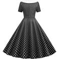 thumbnail image 3 of DHFJKG Wedding Guest Dresses For Women 90S Retro Polka Dot Flowy Swing A-Line Midi Dress Casual Summer Short Sleeve Peter Pan Collar Soft Dresses, 3 of 4