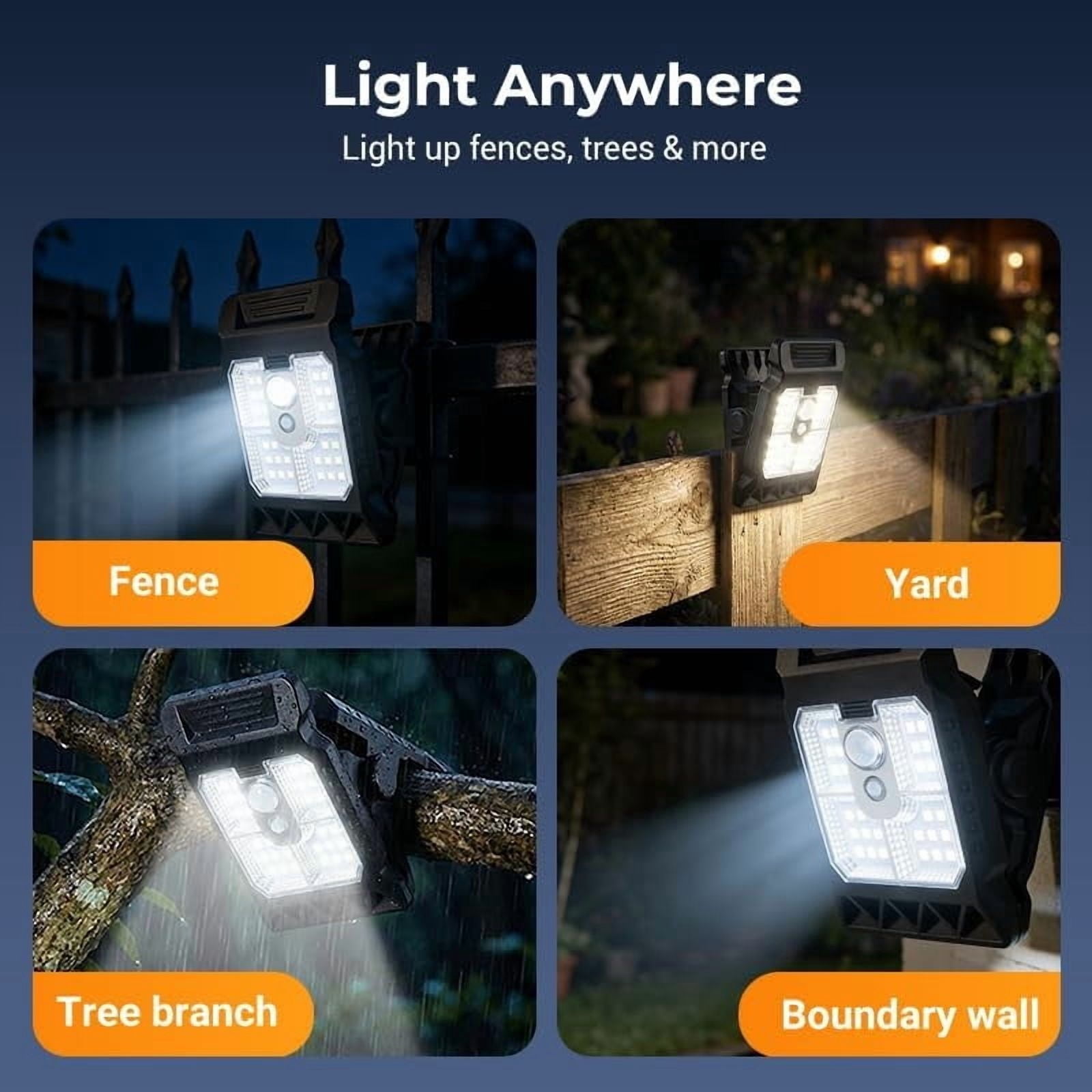 Holloyiver ABC 8PCS Solar Clip Lights with Motion Sensor, Portable Outdoor LED Camping Light, Adjustable Clip-On Lamp for Garden Patio Pathway
