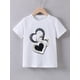 thumbnail image 1 of Girls' Summer Short Sleeve T-Shirt with Overlapping Hearts Print, Casual Crew Neck Knit Top, Cotton, Regular Fit Cartoon Pattern Tee for Youngsters, Playful Clothing|Cute Youngsters Apparel|Comfortab, 1 of 6