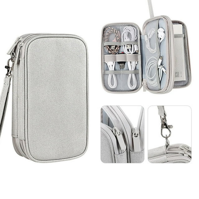 Rewenti Sac de Rangement Multi-Couches pour Accessoires Numériques Disque Dur Banque d'Alimentation Portable Écouteurs Pratique à Transporter Sac de Rangement Étanche Portable