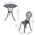 thumbnail image 3 of 3pcs Patio Bistro Set Aluminum Table Chair Outdoor Furniture Antique Black, 3 of 10