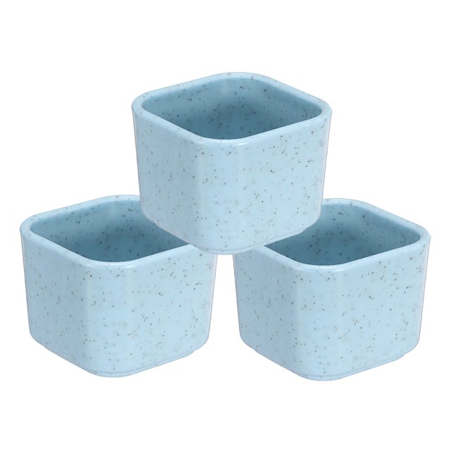 Unique Bargains 2' Square Plastic Succulent Planter with Drainage Blue Flowerpot Container, 3 Pack