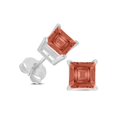 thumbnail image 2 of Square Shape Garnet Gemstone Stud Earrings in 14K White Gold - 7MM, 2 of 5