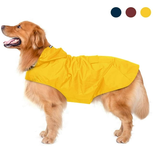 Dog Raincoat With Hood & Collar Hole & Safe Reflective Stripes, Ultra-Light Breathable 100% Waterproof Rain Jacket Medium-Sized Dogs-5xl Yellow