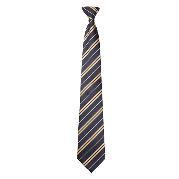 Jacob Alexander Men's Woven Double Stripe Pre-Tied Clip-On Neck Tie - Navy Blue Gold