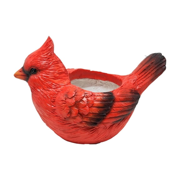Esschert Design Cardinal Baby Bird Outdoor Garden Planter - 14.5" - Red and Black