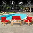 thumbnail image 4 of Outdoor 4 Piece Acacia Wood Chat Set Conversation Sofa and Table Set White, 4 of 5