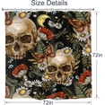 thumbnail image 5 of Sugar Skull Shower Curtain Mushroom Floral 72Wx72L Inch Gothic Halloween Bathroom Decor Set Goth Skeleton Spooky Mens Horror Vintage Artwork Cloth Fabric Bath Accessories 12 Pack Hooks, 5 of 5