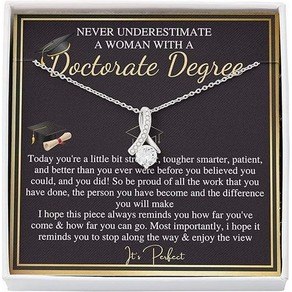 Personalized Necklace, Doctorate Graduation Gift, for Her, PHD Graduation Gift, Doctorate Degree Graduation Gift for women, Alluring Beauty Necklace With Message Card