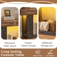 thumbnail image 5 of Homieasy 63" Farmhouse Console Table - Gray and Brown, with Outlets, LED Lights & 2-Tier Storage, Unique Geometric Pattern Sofa Table for Living Room, Hallway, Foyer, 5 of 5