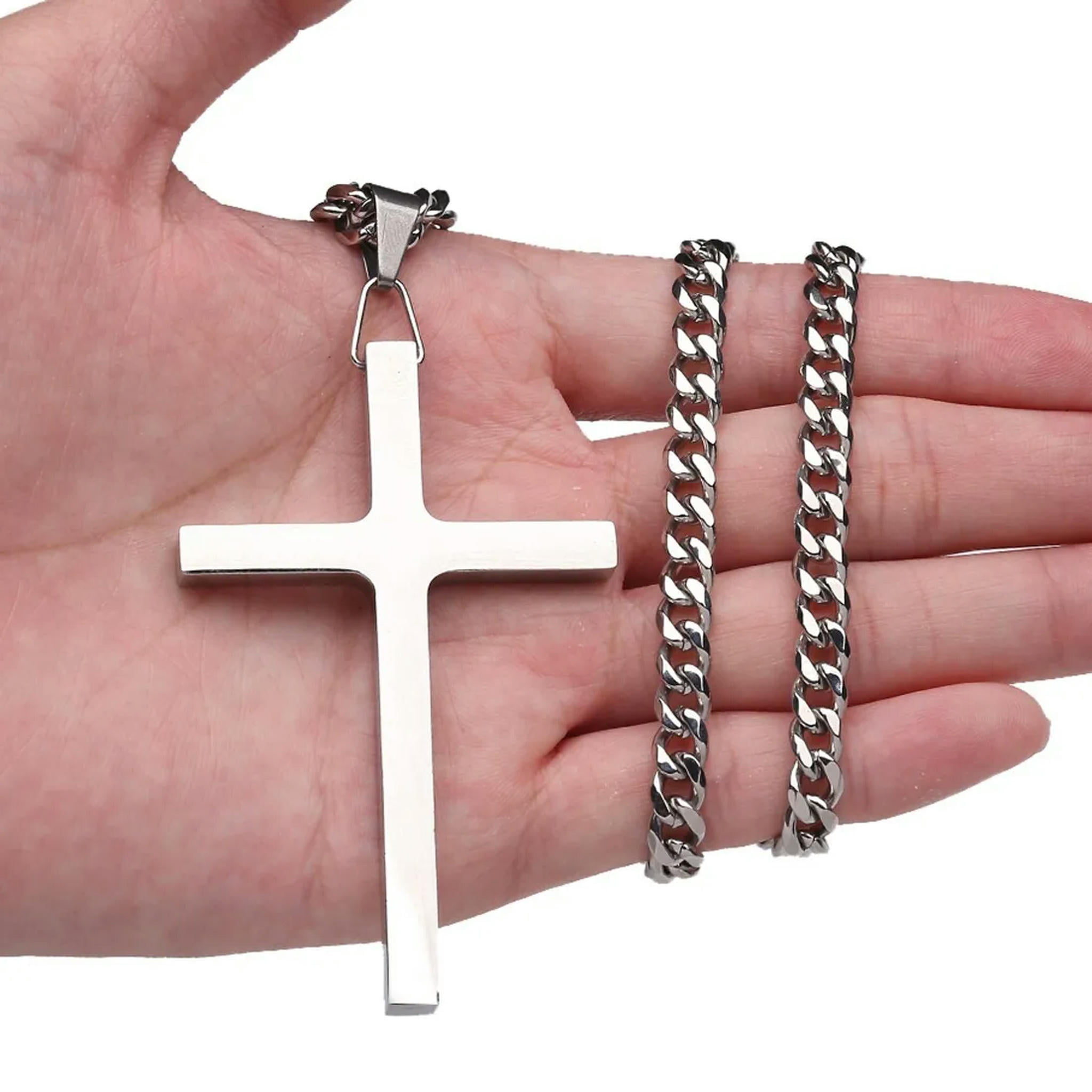ZXB Jewelry, 925 Sterling Silver Cross Necklace, Durable Wheat
