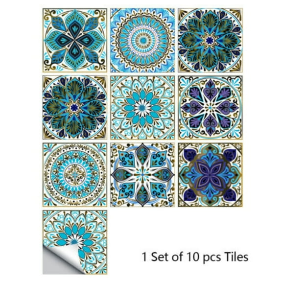 10 Pcs Wall Tile Stickers Adhesive Kitchen Bathroom Stick on Tiles 10/15/20cm