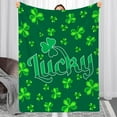 thumbnail image 2 of St. Patrick''s Day Throw Blankets Lucky Green Clover and Shamrock Flannel Throw Blanket Lightweight Cozy Decorative Blanket for Bedroom Living Rooms Couch Sofa Bed 60x80 Inch, 2 of 6