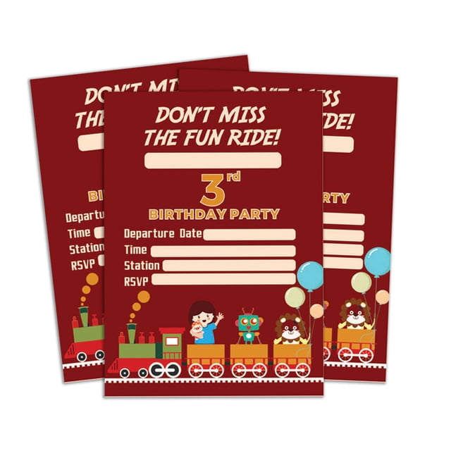 Darling Souvenir Red Birthday Invitation Card 28 Pcs Fill or Write In Blank Invites Printable Party Supplies 5 x 7 Inches