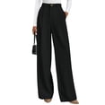 thumbnail image 3 of Womens Wide Leg Dress Pants Business Casual Flowy Work Palazzo Pants High Waisted Slacks Trousers Black L, 3 of 7