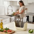 thumbnail image 2 of ROSEXIXI Utensil Holder 3 Compartment Kitchen Caddy Silverware Drying Basket with Dividers for Countertop, 2 of 6