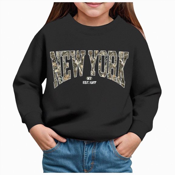 Ccpelsie Little/Big Girls Sweaters Crewneck Long Sleeve Kids Sweater Fall Winter Pullover(Black,5Y)