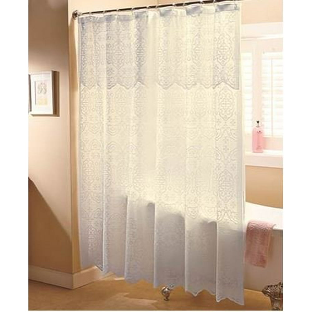 Ivory Lace Shower Curtain with Liner
