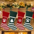 thumbnail image 5 of Christmas Stockings Dog Paw Print Snowflake Pattern Hanging Stockings Red Green Christmas Gift Bag Hanging Ornament For Xmas Party, 5 of 5