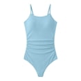 thumbnail image 7 of Bigetiay Girls One Piece Swimsuits Classic Spaghetti Strap Ruched Swimwear Kids Bathing Suits 15-16 Years, 7 of 7